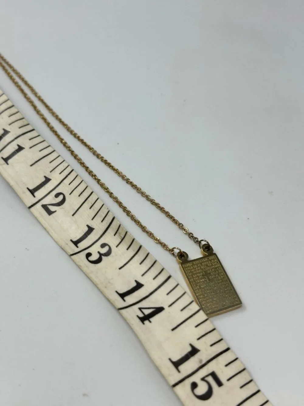 Steel Time Gold Stainless Steel Scapular Necklace Lords Prayer 28.5